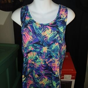 Rare PINK Victoria's Secret Neon Multicolor Tropical Open Back Tank Top